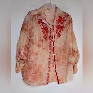 Vintage Goa • Button Down Shirt in Peach Size Medium